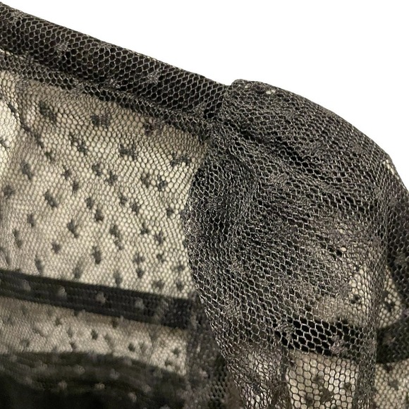 Mini Dress Velvet Sweetheart neckline mesh top and sleeves Black Size S or 4 - Picture 8 of 11